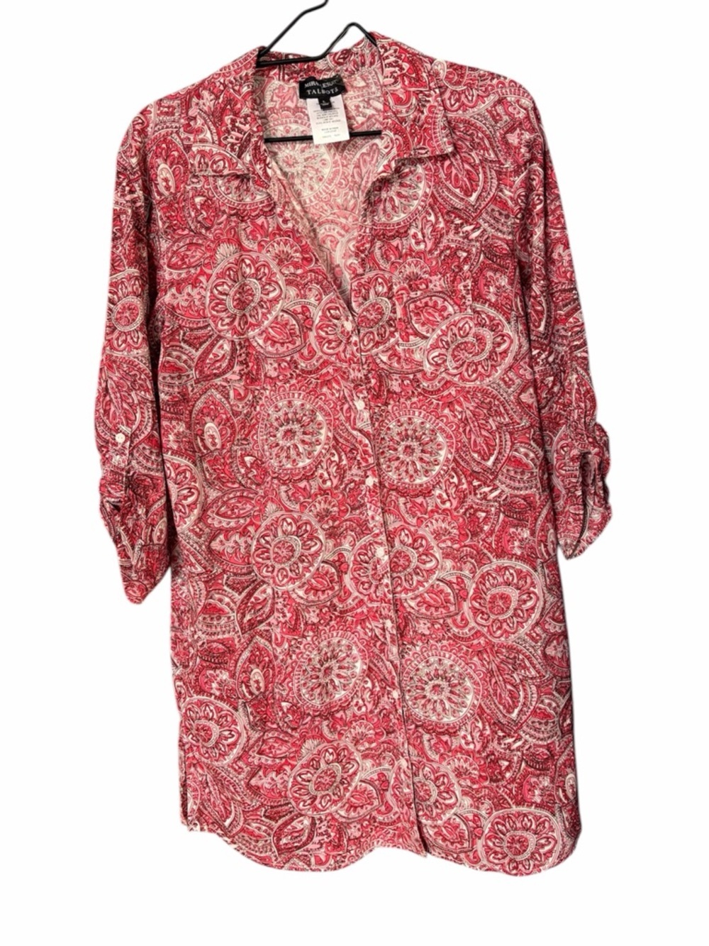 Talbots Pink & White Paisley Button-Front Cover Up